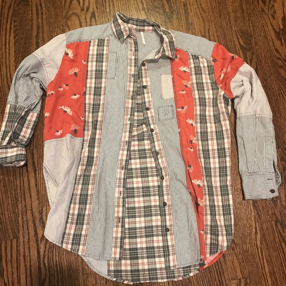 Free People Medium Mixed Print Blouse